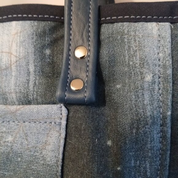 New Abstract Tote Shopper shoulder Bag Blue Crackle Stars Double handle Carryall - Picture 4 of 11